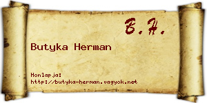 Butyka Herman névjegykártya